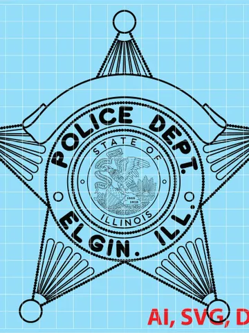 State of Illinois Elgin Ill Police Badge, Logo, Seal, Custom, Ai, Vector, SVG, DXF, PNG, Digital $12.50