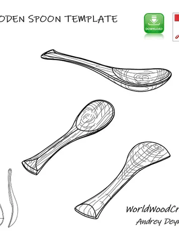 Wood spoon carving template pdf Spoon carving design Wooden spoon template printable Spoon carving pattern Drawing spoon $4.99