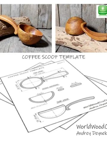 Wood spoon carving template pdf Coffee scoop carving designs Wooden scoop template printable Spoon carving patterns