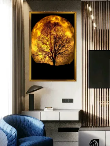 Fullmoon Print on Canvas , Floating Frame Option, Modern Wall Art, Extra Large Canvas Wall Art $160.00