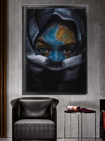 World map Print on Canvas , Floating Frame Option, Modern Wall Art, Extra Large Canvas Wall Art $160.00