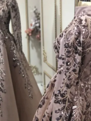 AHUNARE HIJAB - Efla Lilac Embroidered Wedding Dress, Muslim Evening Gown, Nikah, Islamic Wedding, Engagement, Bridesmaid, $471.00