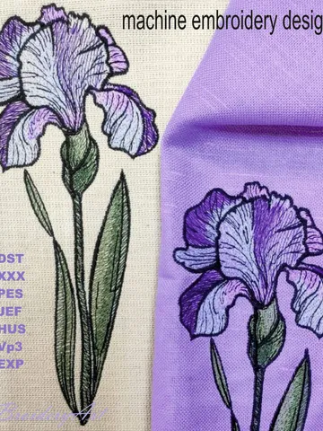 Iris machine embroidery design $5.00