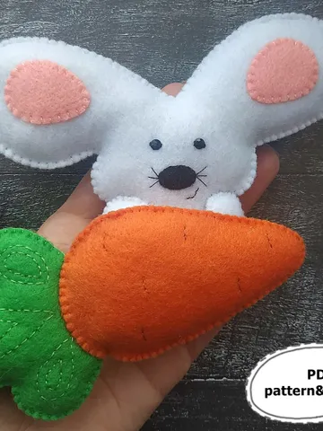 Bunny felt pattern, Easter bunny pattern, Plush Easter bunny toy sewing pattern, Stuffed animals toddler kids toys PDF $3.20