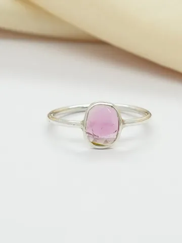 Pink Tourmaline Ring, 925 Sterling Silver Ring, Genuine Tourmaline, Rose Cut Tourmaline Jewelry, Dainty Ring, Minimalist Ring, Midi Ring $64.99