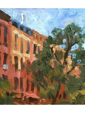 Small Original East Village Cityscape Painting - Golden Hour/NYC- 5x7 Oil on Panel, Landscape Fine Art, Signed Original $180.00