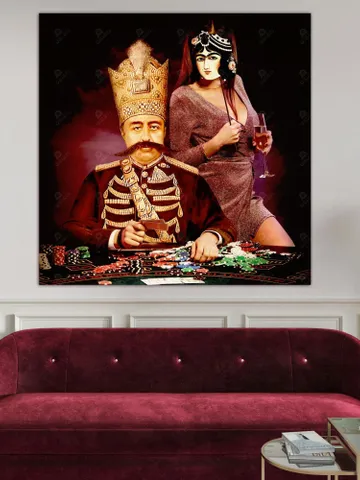 Casino Qajar | Persian Modern Art | Qajar Art | Persian Unique Wall Art | Persian Canvas | Wall Art | Iranian Gift $136.49