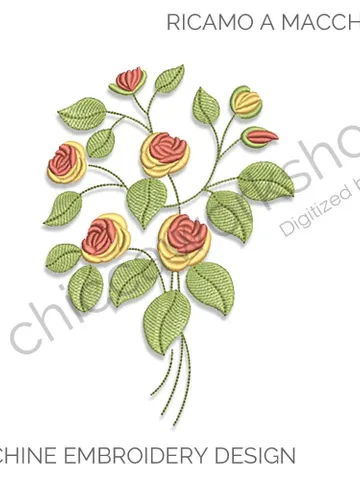 Ramo di rose - 4 misure - Ricamo a macchina $5.00