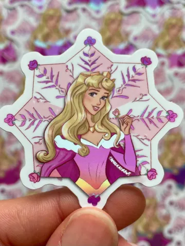 Pink Sleeping Princess Snowflake Sticker | Hydroflask Sticker | Laptop Sticker | Sticker | Small Gift | Gift | Holographic $4.20