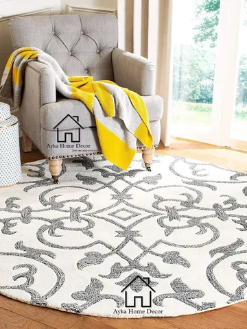 Ayka Round Hand Tufted 100% Pure Woolen Living Room Carpet / Hall Rugs / Dining Rugs / Kids Rugs / Woolen Rug / Christmas Gift $207.65