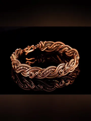Copper bracelet for woman, Antique style, Handcrafted wire woven copper jewellery, One of kind braided statement bangle, Handmade oxidized pure copper jewelry, Pain relief, EMF protection $59.00