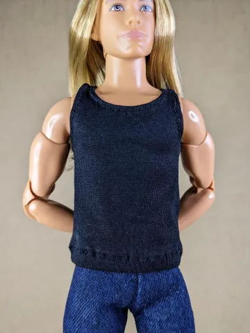 Black tank top for 12-inch fashion male dolls $15.00