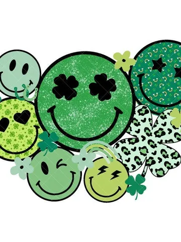 St Patricks Day Smiley Faces PNG Sublimation Design | St Patricks Day Love Smile Clover Hearts Retro Groovy Digital Download Tshirt Design $4.46