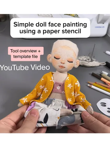 Video tutorial How to make simple doll face painting with template