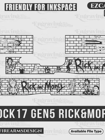 Glock 17 gen 5 Rick and Morty Svg,lasercut,laserengraving,fiberlaser,engravingfiles,laserpattern,engravingdesign,engravingpattern,metalart $59.99