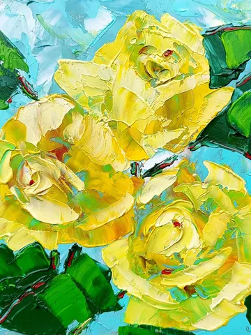 Rose Painting Floral Impasto Original Art Impasto Oil Painting Small Flowers Wall Art 6x6 Evoke the Delight of Spring by Art ProkopaloSv $100.00