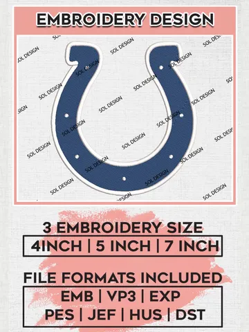 Indianapolis Colts Embroidery Design Files, NFL Colts, NFL Embroidery Designs, NFL Indianapolis Colts Machine Embroidery Design, Digital Download $6.99