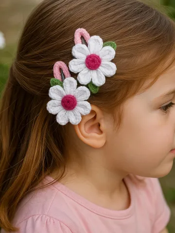 Floral Crochet Hair Snap Clips for Girls - Baby Hair Barrettes Pattern $4.50