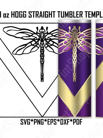 Dragonfly Tumbler template svg for 30oz Hogg Straight tumbler, Vsplit Dragonfly tumbler cut file for cricut. instant download $2.71