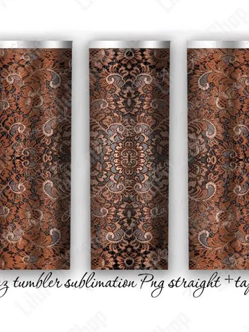 Tooled leather sublimation designs for 20oz skinny straight & tapered tumbler Lace tumbler wrap sublimation PNG tumbler sublimation $2.98