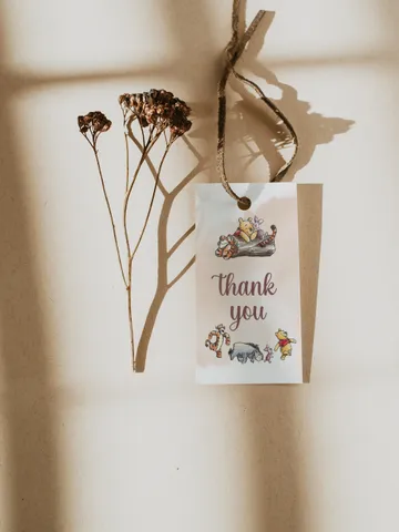 Editable Thank you tag Hundred Acre Wood First Birthday party thank you tag; Winnie the Pooh Party; Classic Pooh Party Birthday ; wp6