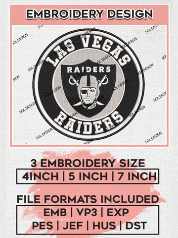 Las Vegas Raiders Circle Logo Embroidery Designs, NFL Raiders Embroidery Designs, NFL Embroidery Designs, NFL Las Vegas Raiders Machine Embroidery Design, Digital Download $6.99