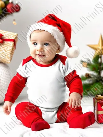 Christmas Baby Bodysuit Mockup lifestyle White Infant Romper model stosk photo jpg digital Instant download $2.71