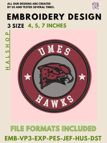 NCAA Maryland-Eastern Shore Hawks Logo Embroidery Design Files, College Team Machine Embroidery, 3 Sizes, Digital Download $6.99