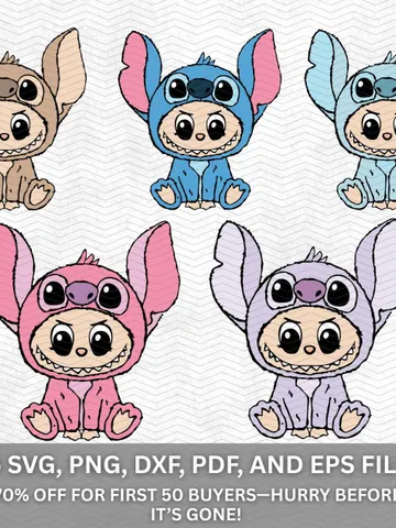 25 Labubu Designs PNG, SVG, EPS, dxf & pdf Bundle, Vector Digital File for Cricut, Laser Cut La bubu, Instant Download Labubu Stitch Bundle $2.99
