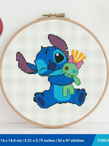 Stitch and Doll Cross stitch pattern | Embroidery Pattern | Instant Download | Embroidery Designs $4.60