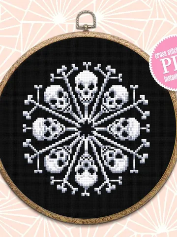 Skull snowflake cross stitch pattern download PDF Gothic Christmas cross stitch Small spooky embroidery, Gothic decor, Beginner stitch #N53 $3.20
