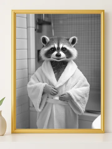 Cute Panda Bathroom Wall Art, Funny Animal in Robe Print, Whimsical Panda Decor, Adorable Nursery Digital Download