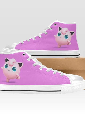 Jigglypuff Shoes, High-Top Sneakers, Handmade Footwear $72.00