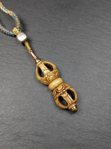 Gandhanra Old Tibetan Kapala Leg Bone Vajra Amulet | Blessed Dorje Pendant | Hand-Carved Tibetan Artifact | 41mm × 17mm $189.99