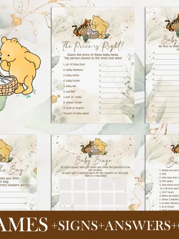 Winnie the Pooh Baby Shower Games; Winnie the Pooh Inspired; Printable Pooh Baby Shower Party Games; Honey Bear Shower Games; Wb1 $11.62