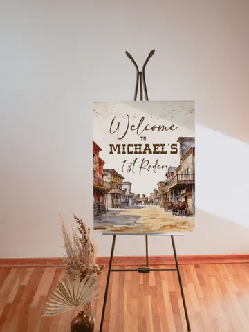 Editable Welcome Sign First Rodeo Birthday party ; Wild West Cowboy Party template; Our little cowboy one Party Birthday; fr12 $11.62