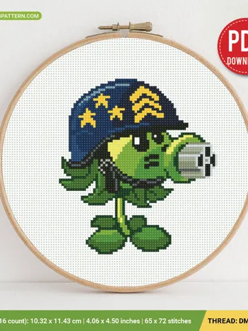 Mega Gatling Pea Cross stitch pattern, Plants vs Zombies, Abstract, beginner counted, modern chart, gift DIY, embroidery, instant PDF $6.80