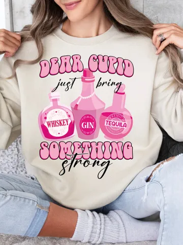 Cupid Bring Something Strong PNG Clipart, Love Valentine whiskey png anti valentine Png, Funny Valentines day shirt design sublimation png $3.34
