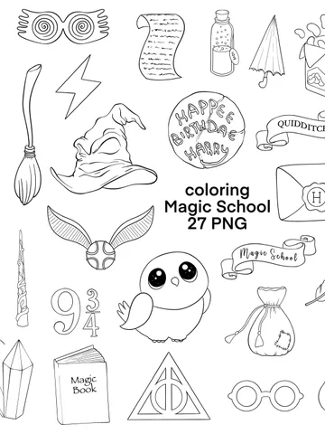 Coloring Wizard Clip Art, Wizarding school, Wizarding PNG, Magic Clipart, Magical school, Magic Stickers, Wizarding Stickers, Hogwart legacy $2.00