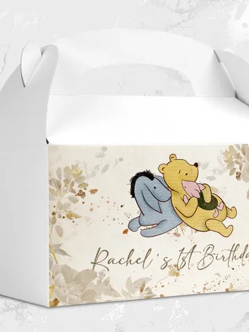 Gable Box Winnie the Pooh; Winnie the Pooh 1st Birthday; Printable Gable Box Label; Winnie the Pooh Party Decoration; flw12 $10.45