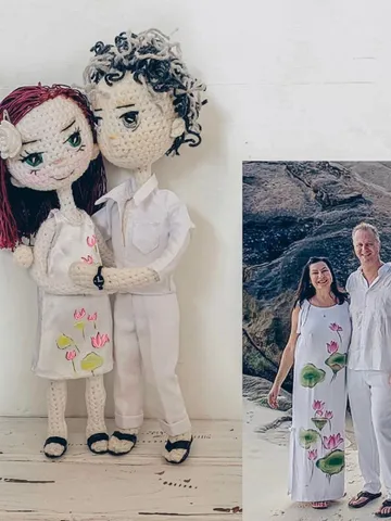 Wedding amigurumi portraits doll, crochet gift toy, interior decor, Collectible customized figure $170.00