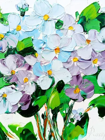 Forget-Me-Nots Oil Painting Floral Original Art Flowers Impasto Wall Art Spring Gifts For Her by ArtProkopaloSv $46.00