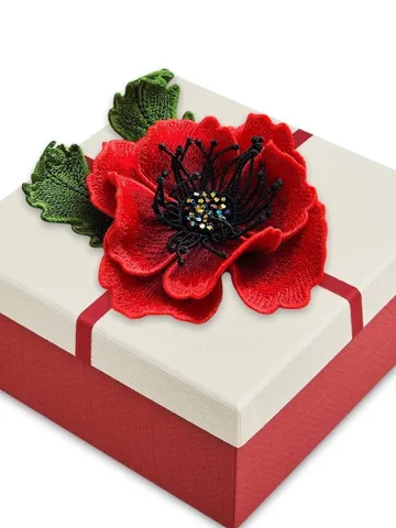 Poppy Brooch Hairpin FSL Machine embroidery design Digital embroidery pattern Free standing lace flower file $9.24