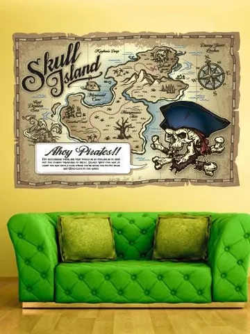 Pirate Map Wall Decal Kids Treasure Sticker Gift col545 $36.99
