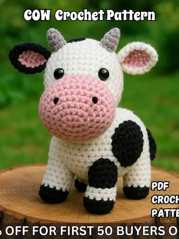 Milky Cow Crochet Pattern: Amigurumi Plushie PDF Tutorial $8.00