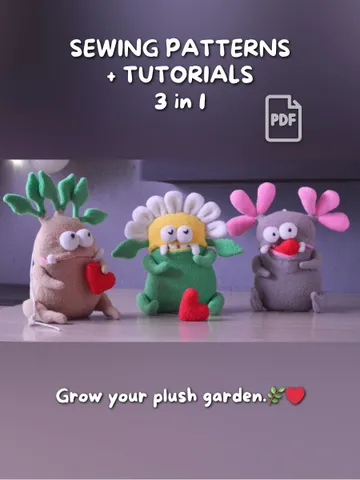 PDF Plush Plant Set – Fleece Toy Patterns (3 in 1) $28.00