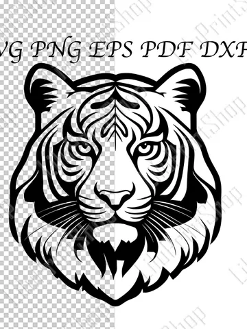 Tiger head laser cut svg, сnc, Safari animal cut file for Cricut Silhouette, wild life png, eps, dxf, pdf. Instant download $3.39
