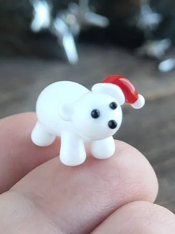 Glass figurines Polar Bear figurine Glass bear Miniature bear Tiny glass animals Blown glass art Terrarium figurines Dollhouse figurines $18.57