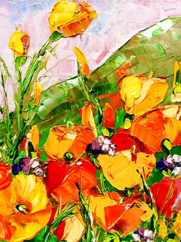 California Poppy Painting Original Art Impasto Oil Painting Flower Small Artwork Impressionist Art Gifts by ArtProkopaloSv $200.00