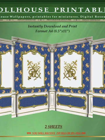 Wallpapers- Set 17-v8 | Printables for Dollhouses and Unique Miniature Projects | Digital Downloads | in Scale 1/12th $8.00